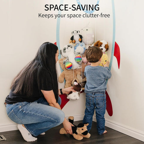 PUTSKA Nursery Furniture Hanging Organizer Wall Mounted Stuffed Animal Storage for Baby Room, Corner Plush Collection
