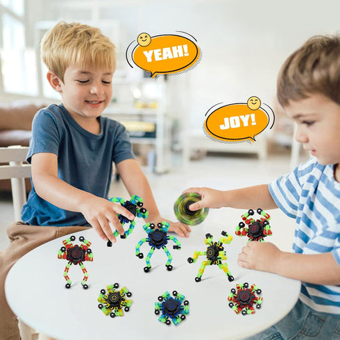 estardaa 8Pcs Fidget Spinners Glow in The Dark, Fingertip Gyro DIY Deformable Robot Funny Sensory Fidget Toys
