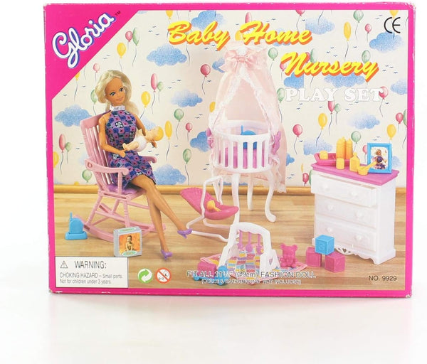 Gloria Dollhouse Furniture - Baby Home Nursery Playset