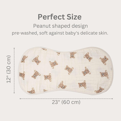 2-pk Ali+Oli Muslin Burp Cloths for Baby Boys and Girls (Teddy-Taupe) Organic Baby Burp Cloth, Burp Rags for Newborn