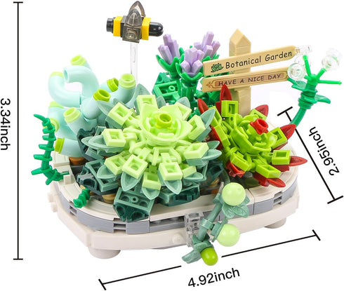 MEIEST Set,Creative Mini Building Blocks Succulent Plant Bonsai Model DIY Simulation Particle Flower Botanical