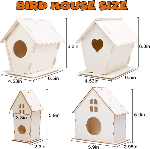 hapray 4 Pack Bird House Crafts for Kids Ages 5-12, Buildable DIY Birdhouse Kit for Summer Arts Projects