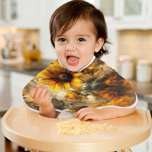 Bulletgxll Set 4, Sunflowers and Bees Unisex Baby Burp Cloths of Soft Absorbent Organic Cotton Muslin Burping Cloths