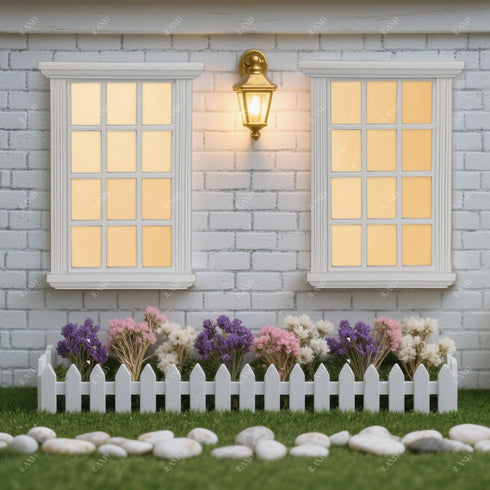 1/12 2pcs iLAND Scale Accessories of Dollhouse Windows White Solid Wood DIY Dollhouse Building Supplies Complete