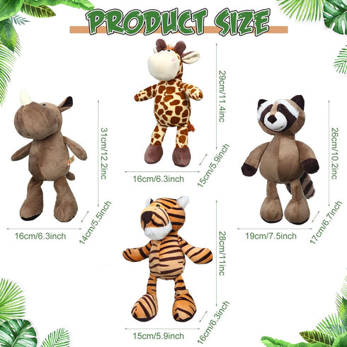 9 Set 11 Inch Zhanmai Pieces Safari Stuffed Animal Toys Plush Jungle Animal Toys Plush Includes Tiger Lion Elephant