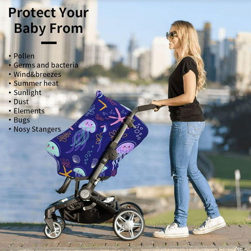 Schgap Jellyfish Shells Baby Car Seat Covers Canopy Nursing Cover Breastfeeding Baby Carrier Covers Carseat Canopy