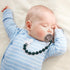 4 Pcs Green Baby Silicone Teething Pacifier Clip,One-piece Design,Round Shape,Textured Surface,BPA Free.