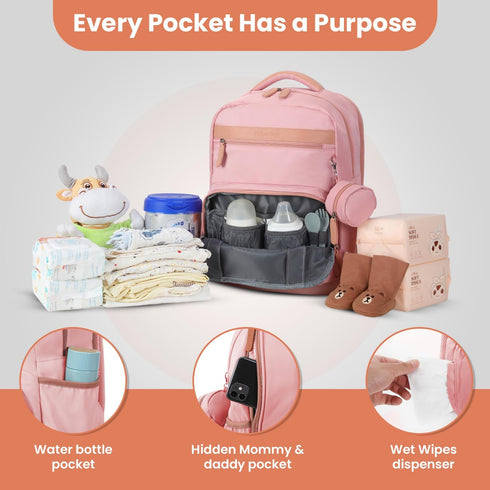 Backpack 28Liters Baby Diaper Bag with Changing Station, Capacity Nylon Baby Registry Mom Bags, Travel Friendly Unisex