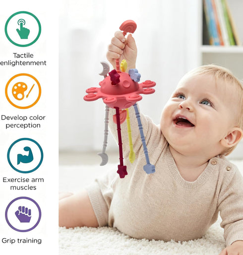18 1 2 18+ Little Rawr Silicone Baby Sensory Montessori Toys & Pull String Toys for M+, Toddler Birthday Gift Car Seat
