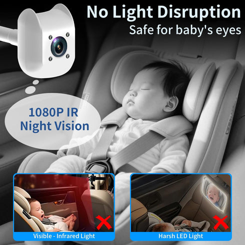 Howison 6.86'' 1080P 150 Dual Car Camera Baby Monitor, Baby Car Camera with IR Night Vision, Wide Angle, USB Powered