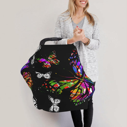Schgap Butterflies Car Seat Covers Canopy for Baby, Soft Stroller Cover Nursing Cover Breastfeeding Baby Carrier Covers