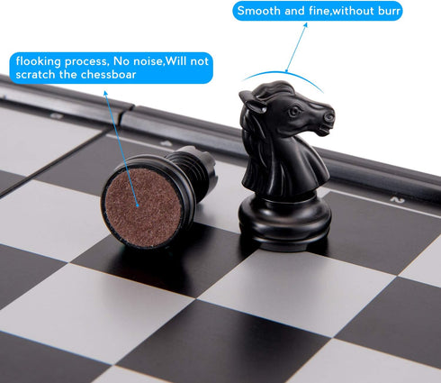 AMEROUS 10 Inches Magnetic Travel Chess Set with Folding Board, 2 Extra Queens, Storage Bag, Instructions for Kids and