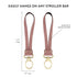 TWELVElittle Stroller Clips 2.0 Non Slip, Vegan Leather, Diaper Bag Straps, Pink