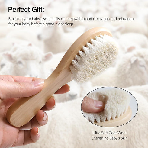 Set 2 of Baby Hair Brushes with Soft Goat Bristles