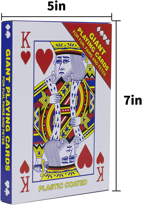 2 Pack Large Jumbo Playing Card Deck - 5x7 Inch Giant Poker Super Big Game Card Set Oversize Bridge Playing Cards Huge Magic Poker for Family Party Fun Suitable