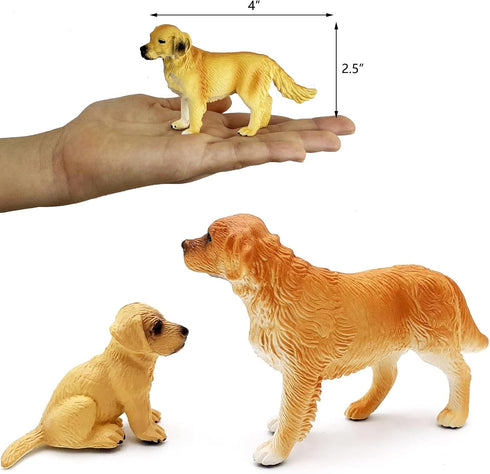 Gemini&Genius Dog Toys for Kids - Golden Retriever Family Playset with Realistic Puppy Action Figures