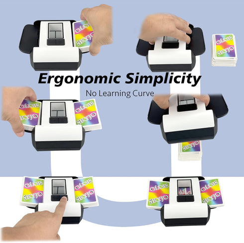 1-2 10,Crazy 8 Automatic Card Shuffler,One-Press Auto & Manual Modes,Electric Shuffling for Decks,Low