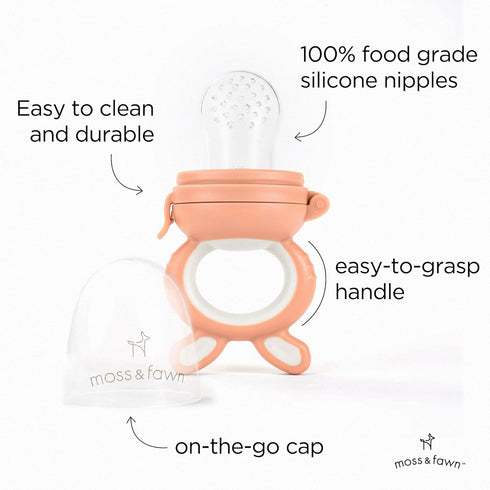 Forage Feeder - Soothing Silicone Frozen Baby Food Teething Toy, Pacifier Fruit Feeder, BPA Free - Bloom