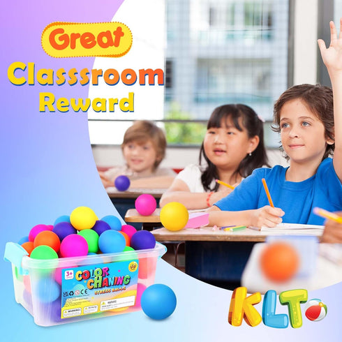 50 Pack (1.8") Stress Balls Bulk for Kids and Adults: Mini Squishy Ball for Stress Reduce - Color Changing Sensory Ball