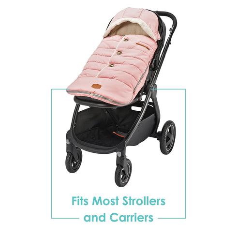 JJ Cole Bundle Me Winter Toddler Car Seat Cover and Bunting Bag - Urban Weather Resistant Baby Carrier Cover, Blush Pink