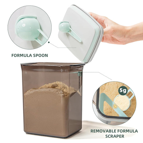2300ml 800g Formula Container to Go, Airtight Baby Formula Dispenser with Spoon & Scraper, BPA-Free Travel Formula
