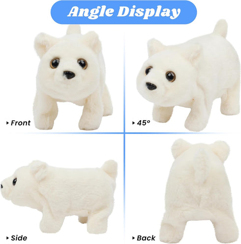 Hopearl Walking Polar Bear Interactive Electronic Pet Plush Toy with Sounds and Movements, 9''
