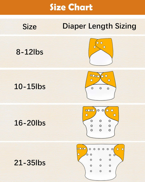 6 Pack 6pcs Babygoal Baby Cloth Diaper with Inserts and Wet Bag for Fitted Diapers and Prefolds, Adjustable