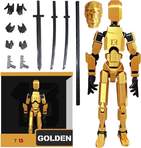 T13 Action Figure, Assembly Completed Titan 13 3D Printed Action Figure, Assembled Dummy 13 (Gold)