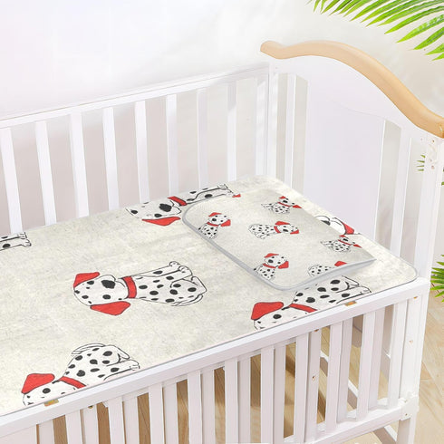SyXIOP 28" 52" Cute Dalmatian Dog Cartoon Cooling Baby Mattress Protector Crib x Ultra Soft Crib Mattress pad