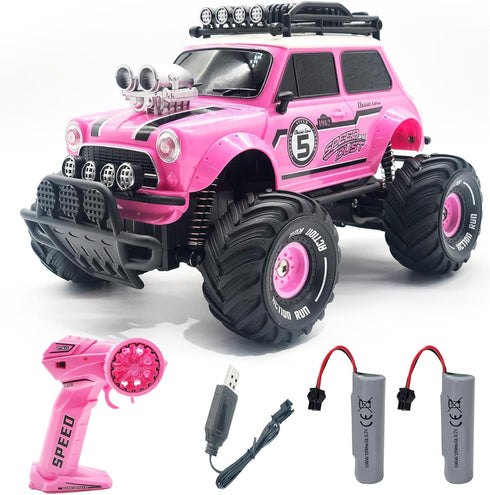 10Leccion Remote Control Car for Girls, Pink RC Truck with Two Rechargeable Batteries, Toys for Ages 3-8 Birthday Ideas