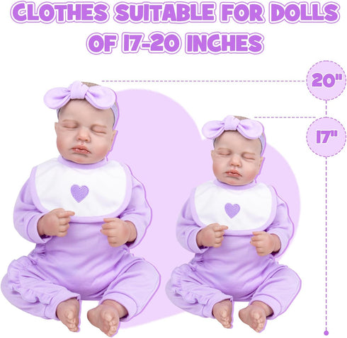 7 17-22 Inch Aori Pcs Reborn Baby Dolls Clothes with Bassinet for Baby Doll, Purple Carrier Bed and Baby Doll Clothes
