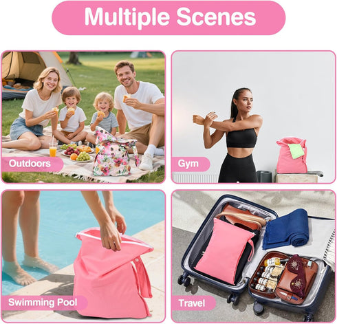 bag,2 Pack Mess-Proof Waterproof Wet Dry Reusable,Wet Bags for Swimsuits & Baby Clothes,Leakproof Wet bag for Travel