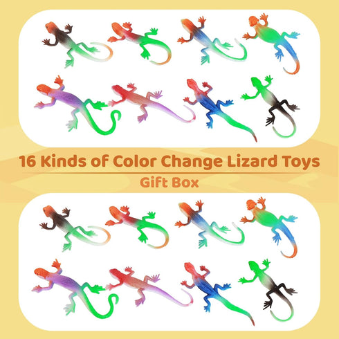 '-16pcs 3+ Lizard Series Temperature Color Changing Bath Toys,Water Table Toy for Easter Egg Fillers,Goodie Bags