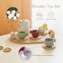 Set Enchanting Wooden Tea Party - Silicone Teapot, Cups & Carrying Scoop - Perfect for Little Girls' Tea Party