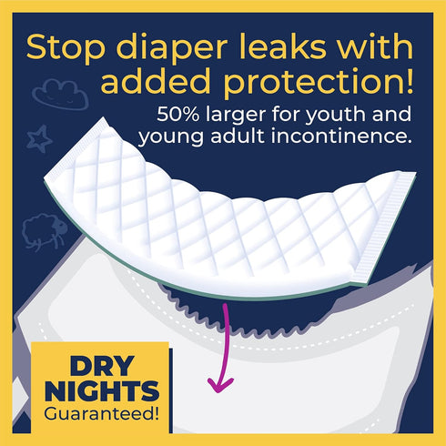 5+, Super Sposie Booster Pads, Max Absorbency for Nighttime Diapers, Use with Overnight Diapers Size Incontinence