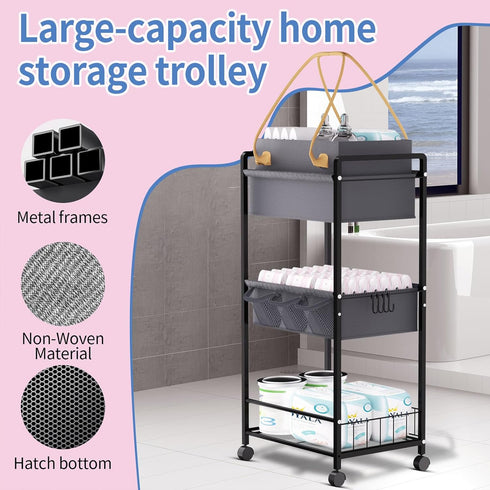 TUDALLK Organize-3 Diaper2In1 Baby Diaper Caddy Tier RollingDiaper Cart Newborn essentials Caddy With Dividers