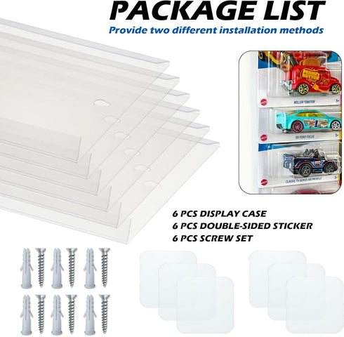 12 Pack Clear Model Car Display Case - Holds 120 Cars, Compatible with Hot-Wheels, Wall Mount Toy Storage