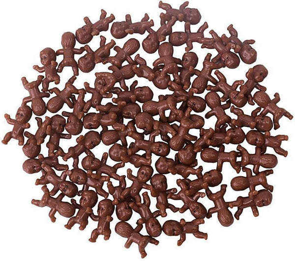 60 Mini Plastic Baby Dolls 1 Inch for Baby Shower Party Favors, Decorations, Crafting Non-Edible Cake Toppers (Dark)