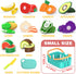 Cutting Play Food Toys for Kids, Pretend Kitchen Accessories, Fake Fruits/Vegetables Set with Storage Basket,