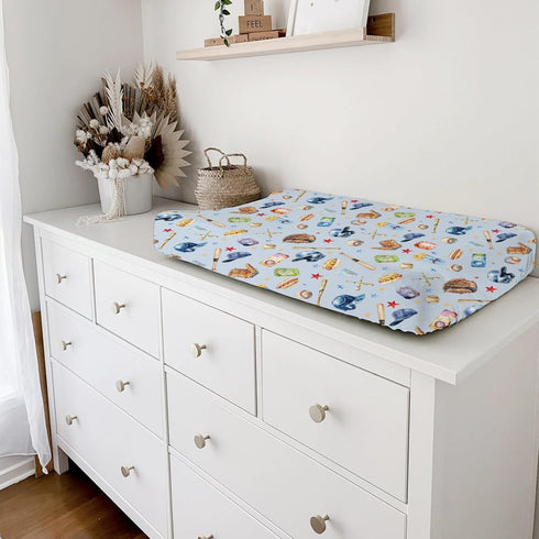 Watercolor Baseball Changing Pad Covers, Soft Stretch Fitted Diaper Change Table Mats for Boy Girl, 32" x 16"
