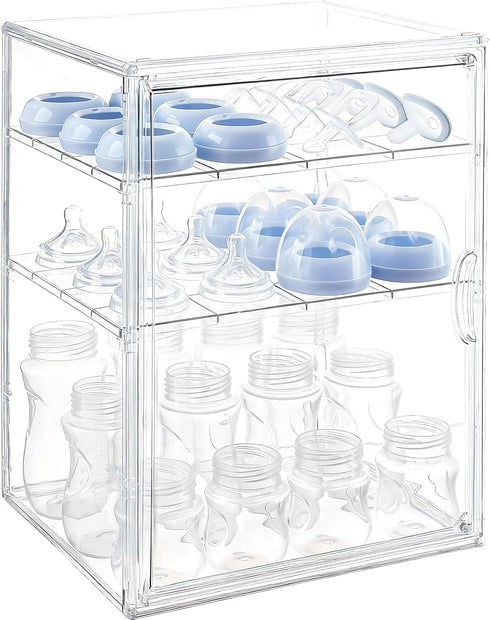 keyunchengbao Baby Bottle Organizer, 3 Tiers Adjustable Clear Acrylic Baby Bottle Storage Organizer