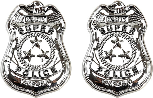 BinaryABC Metal Police Badges, 2PCS Police Role Play Brooch Props, Halloween Cop Cosplay Costume Accessory
