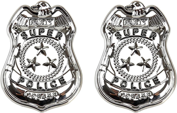BinaryABC Metal Police Badges, 2PCS Police Role Play Brooch Props, Halloween Cop Cosplay Costume Accessory