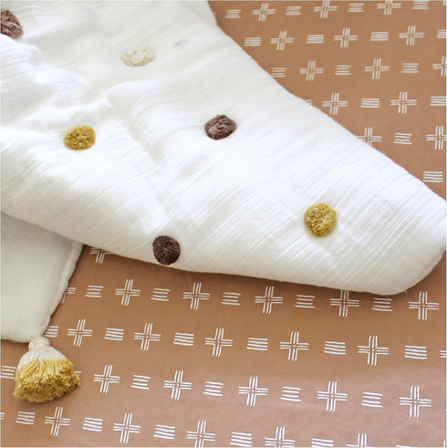 36 36, Crane Baby Blanket, x Soft Cotton Pom Pom Nursery Blanket for Boys and Girls, Cream