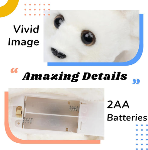Hopearl Walking Polar Bear Interactive Electronic Pet Plush Toy with Sounds and Movements, 9''