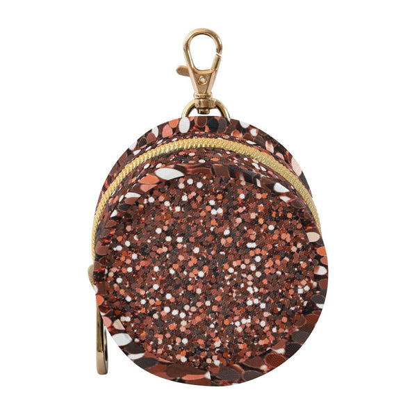 PYBUG Glitter Round Pacifier Storage Case, Polyester & TPU Lined with Hook Buckle,