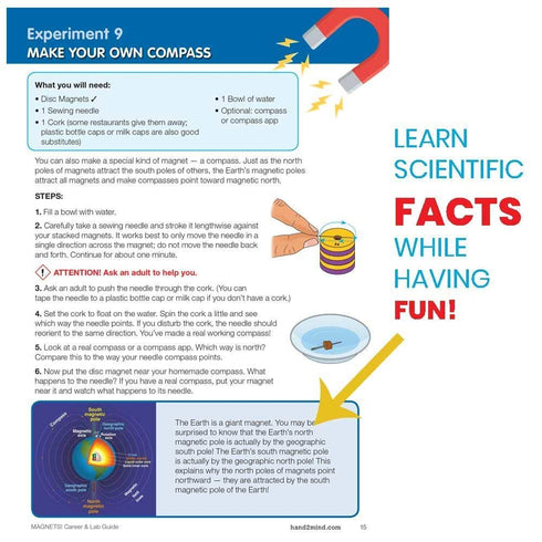 hand2mind 8-12, 9 Magnetic Science Kit for Kids Kids Science Kit with Fact-Filled Guide, Make Magnets Float and Build a