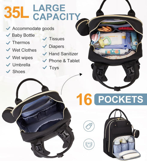 Backpack, Backpacks, MOONBABY Diaper Bag Baby Diaper Bags with Portable Changing Pad and Pacifier Case, Multifunctional