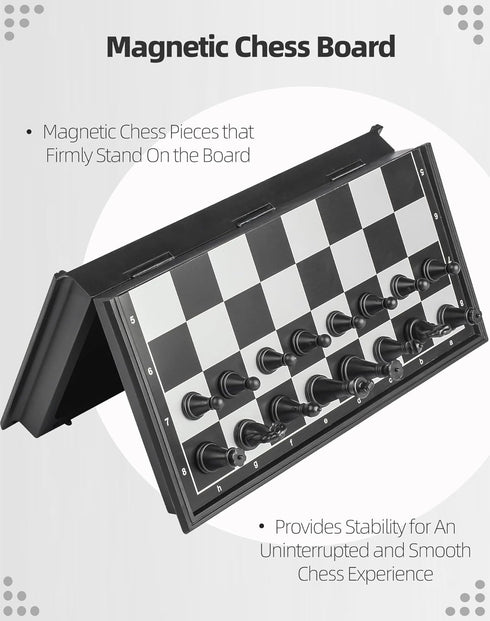 Travel Chess Set Magnetic Portable Folding Chess Board, Small 7.6 Inch