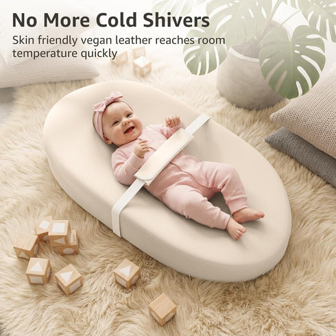 YENING Waterproof Leather Changing Pad - Washable Baby Diaper Mat - Beige